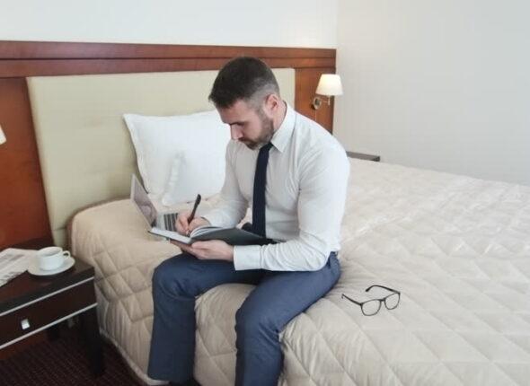 business man hotel room